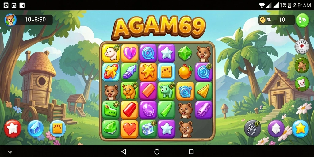 Tampilan gameplay <strong>AGAM69</strong> yang seru dengan momen mencocokkan item.