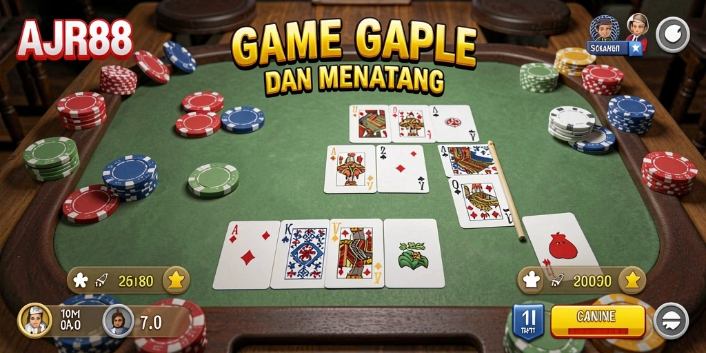 Screenshot utama AJR88 menampilkan momen seru dalam permainan Gaple.