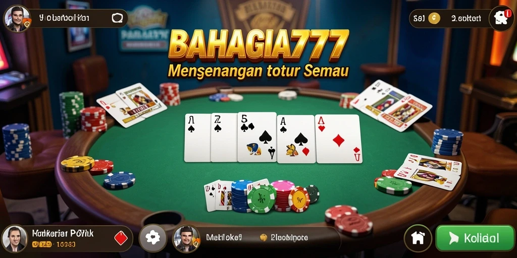 Tangkapan layar BAHAGIA777 menampilkan aksi seru permainan poker.