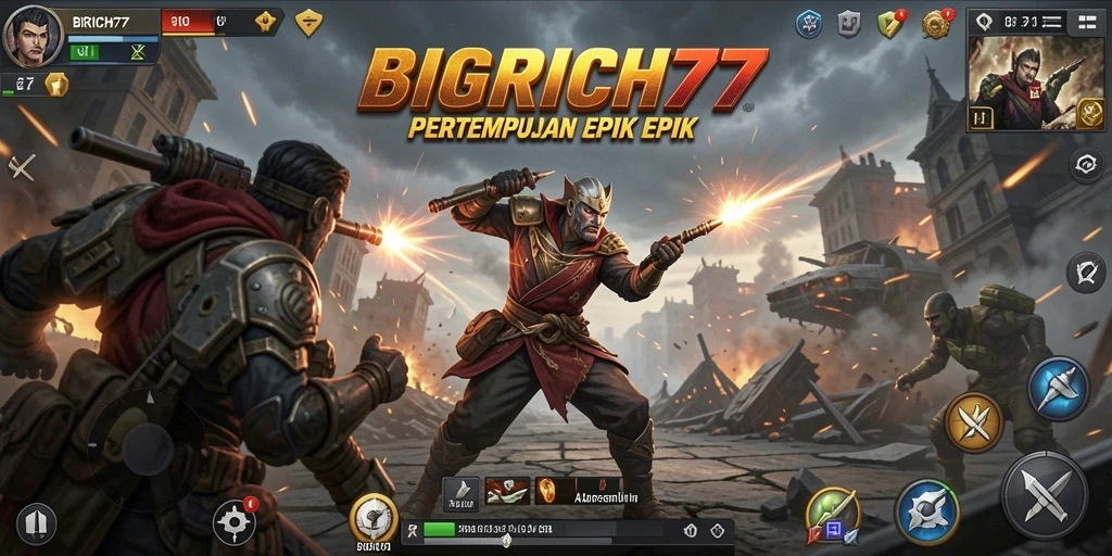 Gameplay pertarungan seru dalam BIGRICH77