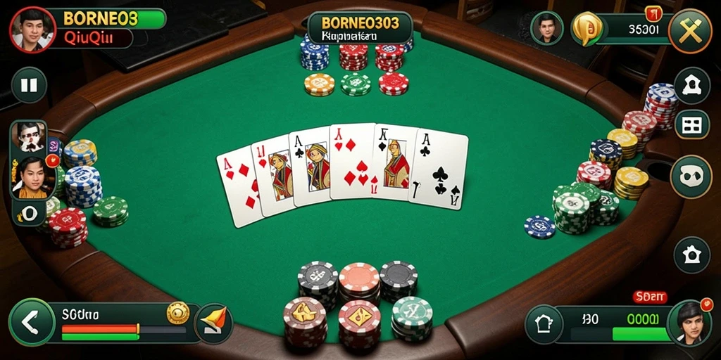 Tampilan gameplay menarik dari BORNEO303 dengan interaksi QiuQiu.