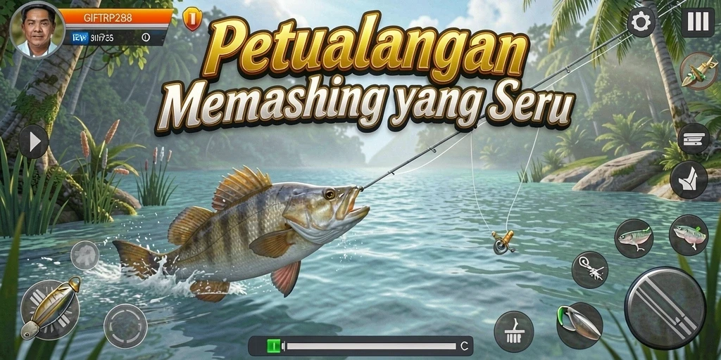 Gameplay seru memancing di alam indah dalam GIFTRP288.
