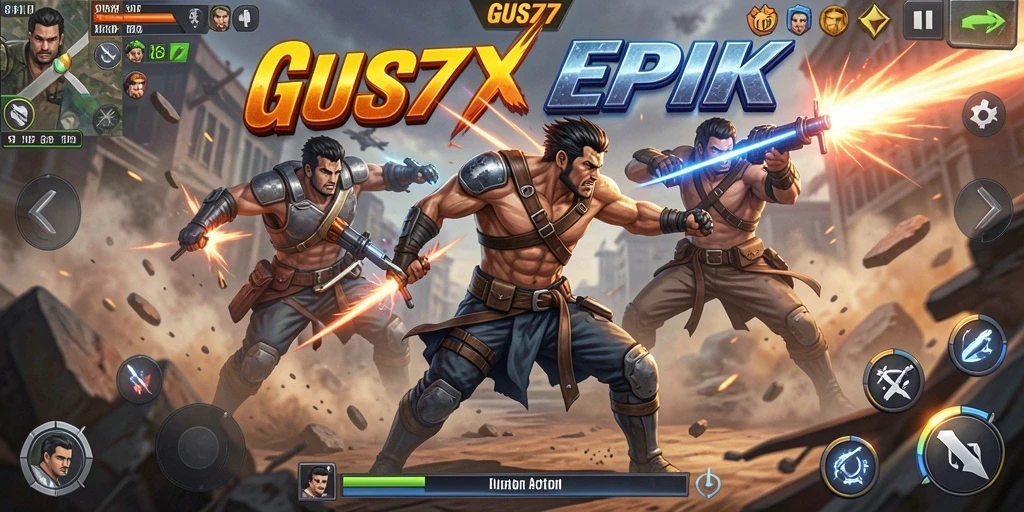 Screenshot gameplay GUS77 menampilkan aksi pertarungan yang mendebarkan.