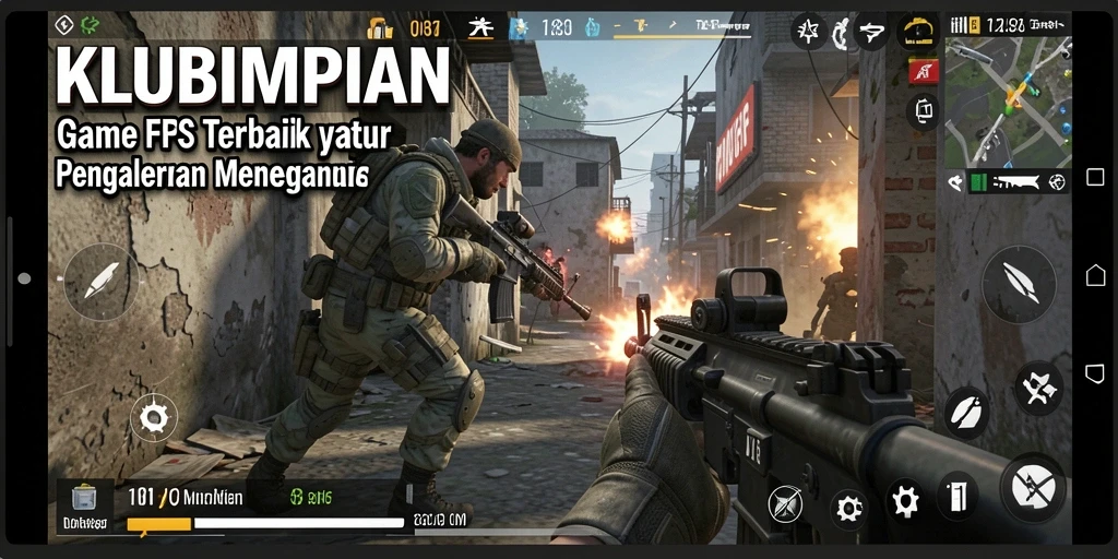 Screenshot gameplay KLUBIMPIAN menampilkan aksi tembak-menembak yang intens.