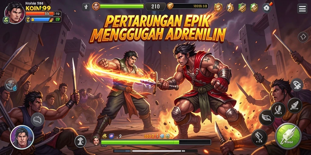 Tampilan menarik dari gameplay seru KOIN99 yang menampilkan pertarungan intens.