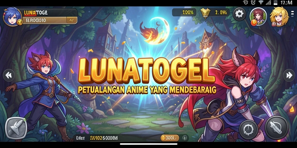 Tampilan menarik dari gameplay LUNATOGEL yang penuh warna.