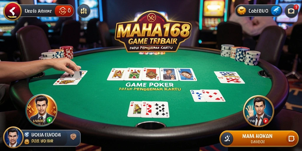 Screenshot utama MAHA168 menunjukkan gameplay Poker yang mengasyikkan dan kompetitif.