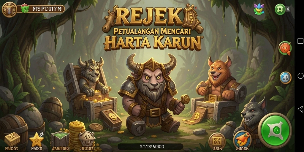 Tampilan gameplay seru dengan aksi petualangan menakjubkan dalam REJEKI.