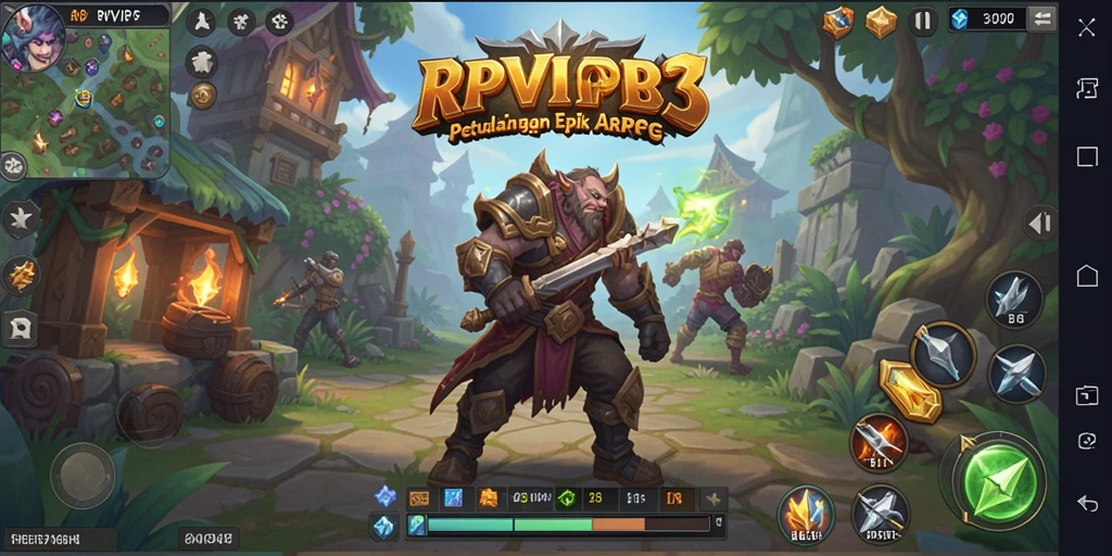 Tangkapan layar RPVIP3 yang menampilkan aksi pertarungan epik dalam gameplay ARPG.