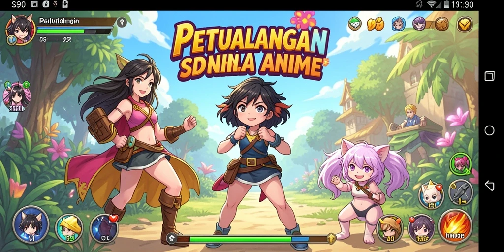 Tampilan mendalam dari gameplay S80 yang penuh warna dan karakter anime menarik.