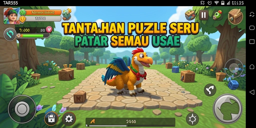 Tangkapan layar gameplay TAR555 dengan berbagai tantangan puzzle.